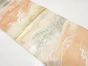 引箔　荒波模様織り出し　袋帯